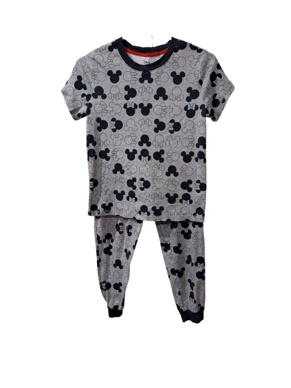Disney Mickey Mouse Grey Pajama Set For women With Black Pattern Print - Size M